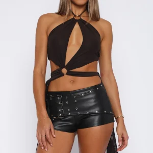 Trophy Girl PU Black Short-1