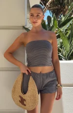 Trying To Forget Relaxed Mocha Stripe Short-1