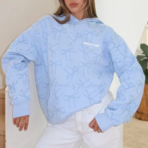 Vol. 1 Oversized Printed Hoodie Blue Bow-1