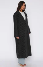 Walk By Me Oversized Coat Charcoal Pinstripe-2