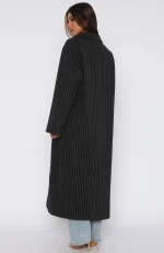 Walk By Me Oversized Coat Charcoal Pinstripe-3