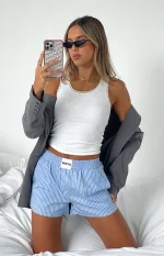 Wasting My Time Blue Stripe Short-4