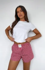 Wasting My Time Red Stripe Short-3