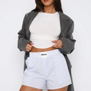 Wasting My Time White Stripe Short-1