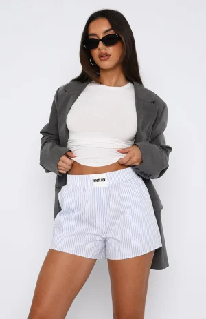 Wasting My Time White Stripe Short-1