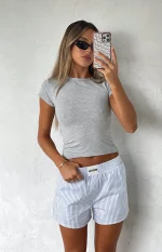 Wasting My Time White Stripe Short-5