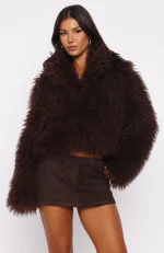 Weekend Away Fur Jacket Chocolate-2