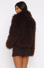Weekend Away Fur Jacket Chocolate-4