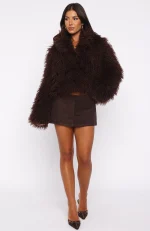 Weekend Away Fur Jacket Chocolate-5