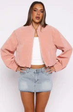 What Did I Miss Faux Suede Jacket Blush-1