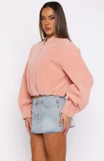 What Did I Miss Faux Suede Jacket Blush-2