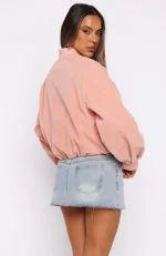 What Did I Miss Faux Suede Jacket Blush-3
