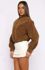 What Did I Miss Faux Suede Jacket Caramel-2