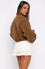 What Did I Miss Faux Suede Jacket Caramel-3