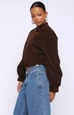 What Did I Miss Faux Suede Jacket Chocolate-2