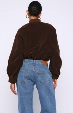 What Did I Miss Faux Suede Jacket Chocolate-3