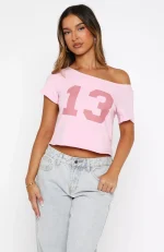 Whenever You're Ready Off Shoulder Relaxed Pink Tee