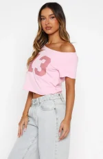 Whenever You're Ready Off Shoulder Relaxed Pink Tee-2