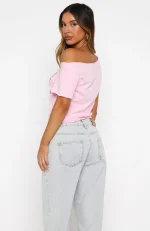 Whenever You're Ready Off Shoulder Relaxed Pink Tee-3