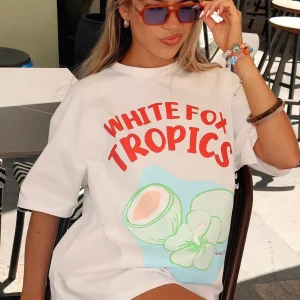 White Fox Tropics Oversized White Tee