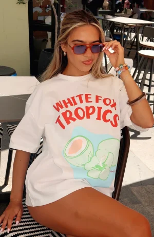 White Fox Tropics Oversized White Tee