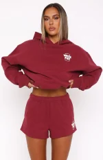 With Love For You Lounge Burgundy Short-1