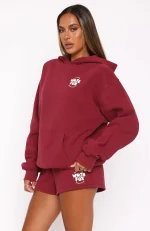 With Love For You Oversized Hoodie Burgundy-2